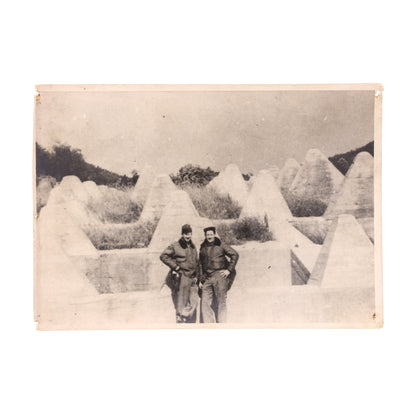 WWII U.S. Photograph of Two Airmen Standing in Front of the Siegfried Line