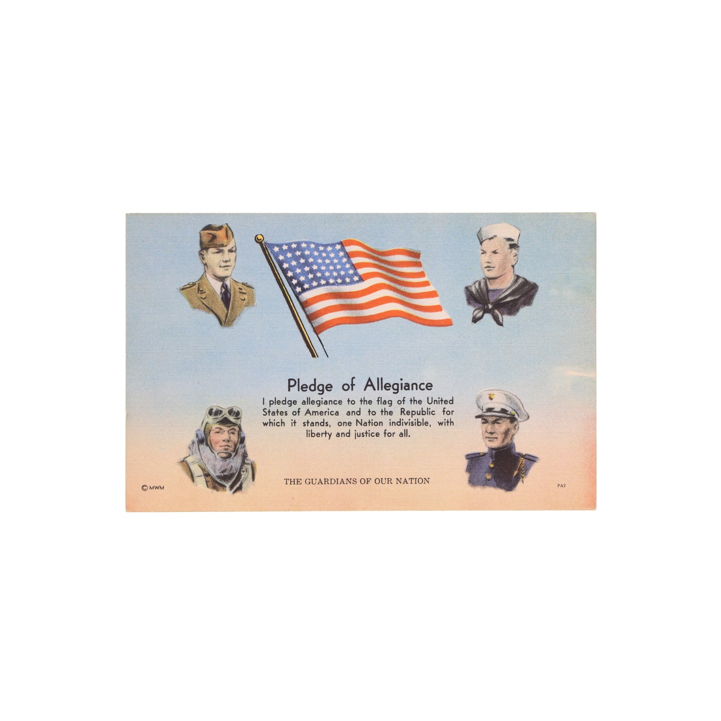 WWII U.S. Pledge of Allegiance Post Card