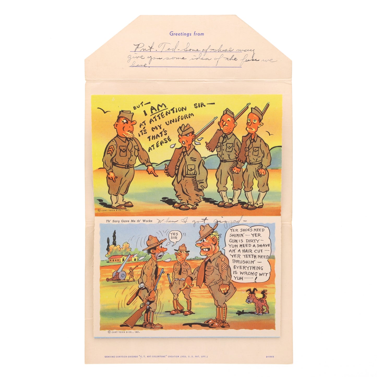 WWII U.S. Army Antics Comics from Pvt. Ted to Joseph Korzyk (1945)