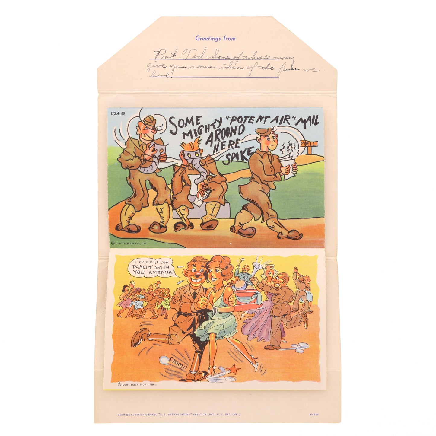 WWII U.S. Army Antics Comics from Pvt. Ted to Joseph Korzyk (1945)