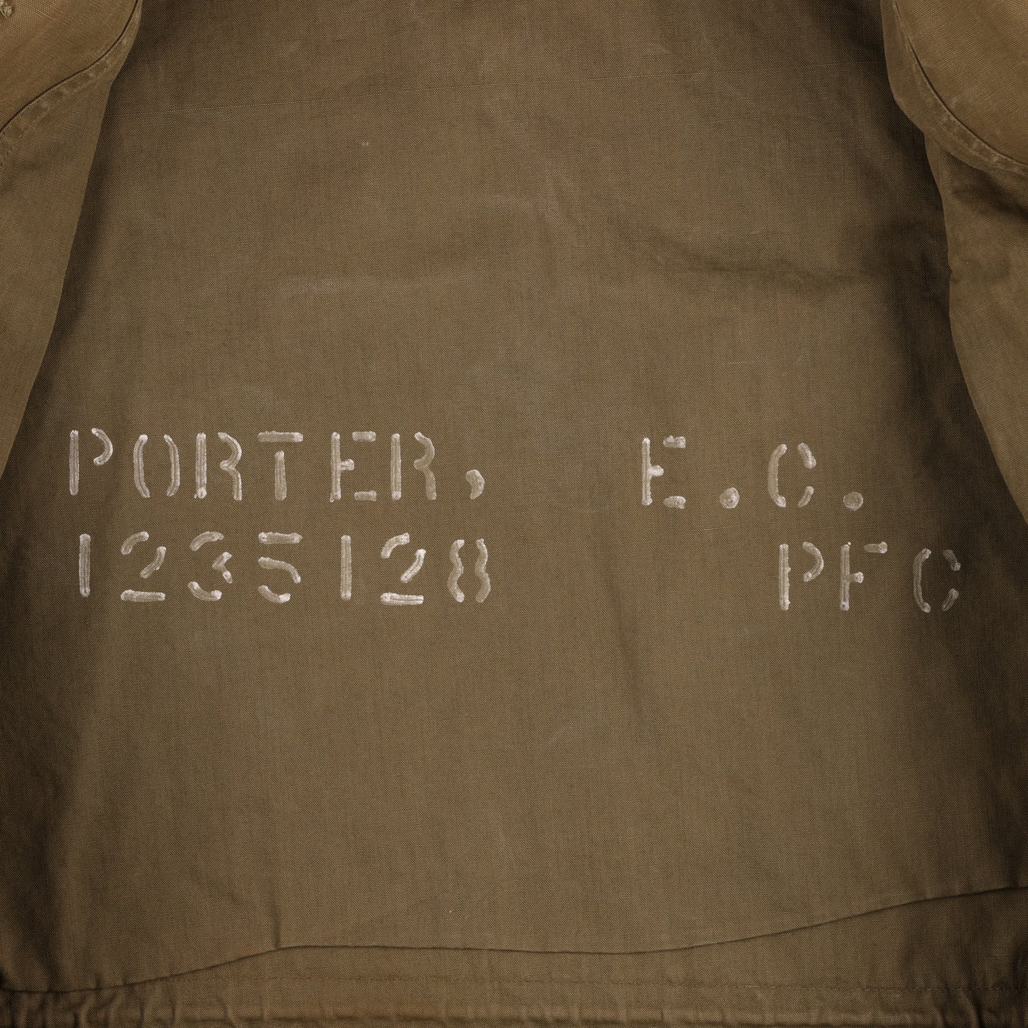 Post-WWII U.S. Army M1943 Field Jacket by Whitewater Garment Co. Named to "E. C. Porter" Size 34R (1946)