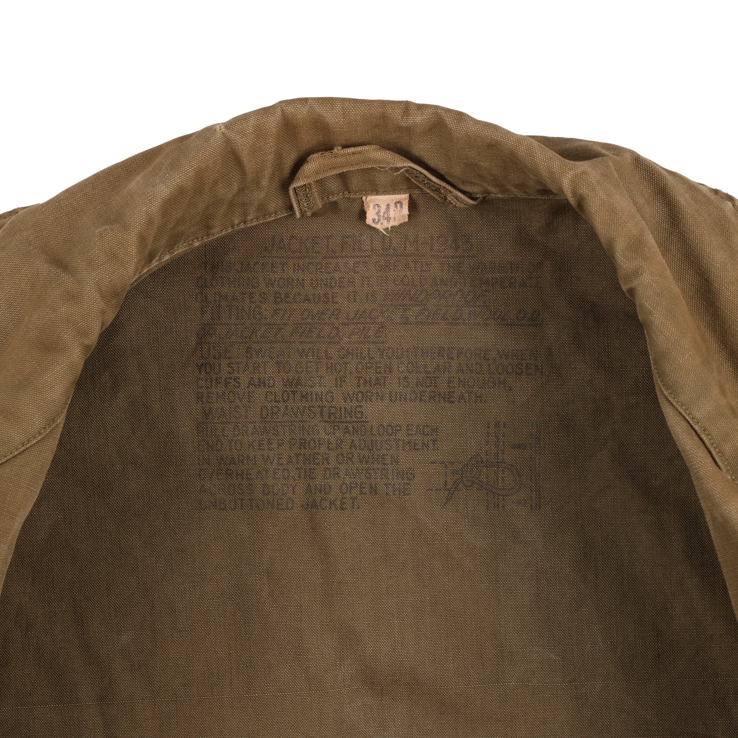 Post-WWII U.S. Army M1943 Field Jacket by Whitewater Garment Co. Named to "E. C. Porter" Size 34R (1946)