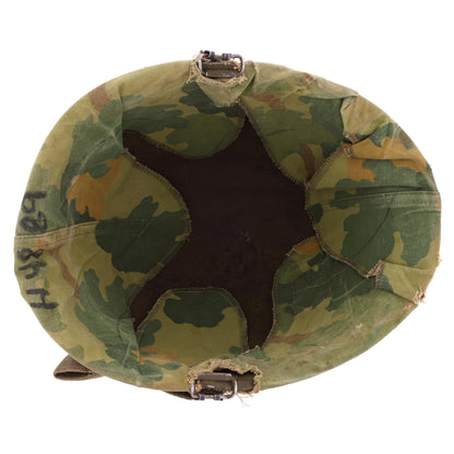 Pre-Vietnam War USMC McCord Swivel Loop M-1 Helmet & Westinghouse/Micarta Liner Set with Camouflage Cover Named to Two Different Marines (1942-59)