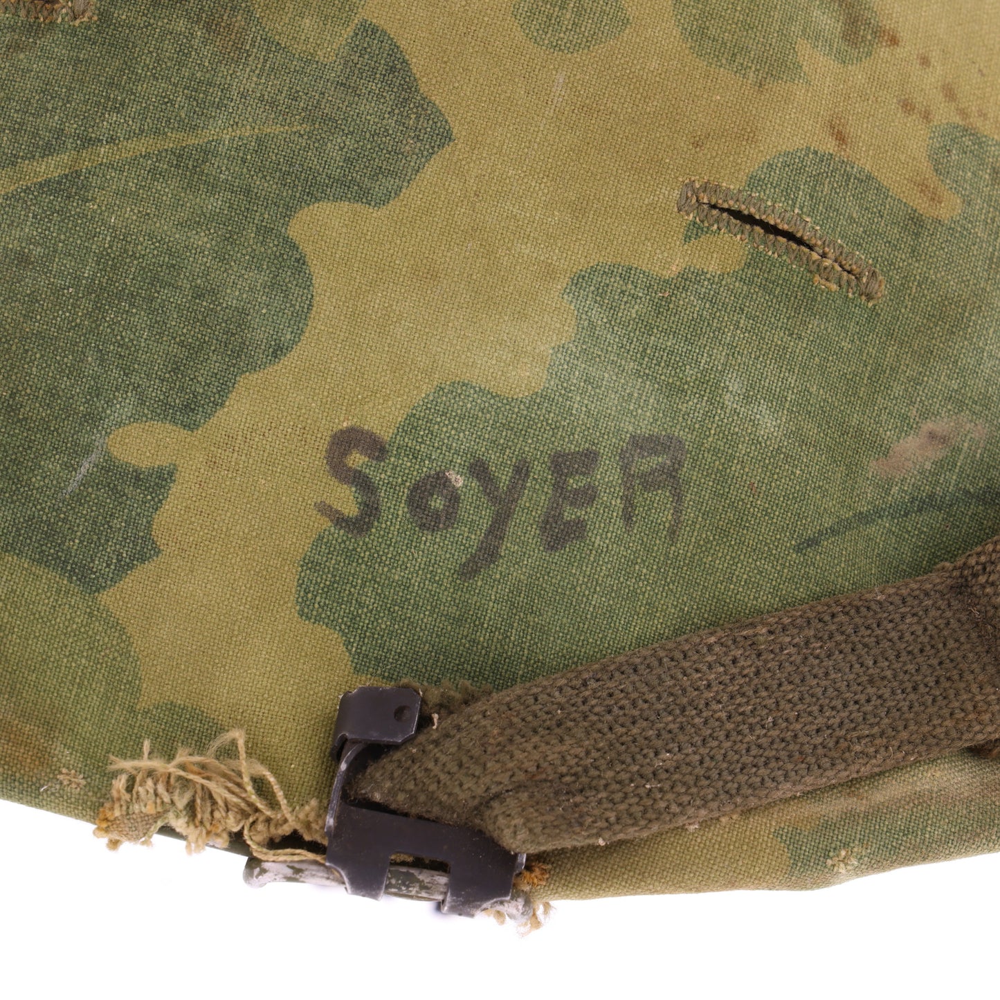 Pre-Vietnam War USMC McCord Swivel Loop M-1 Helmet & Westinghouse/Micarta Liner Set with Camouflage Cover Named to Two Different Marines (1942-59)