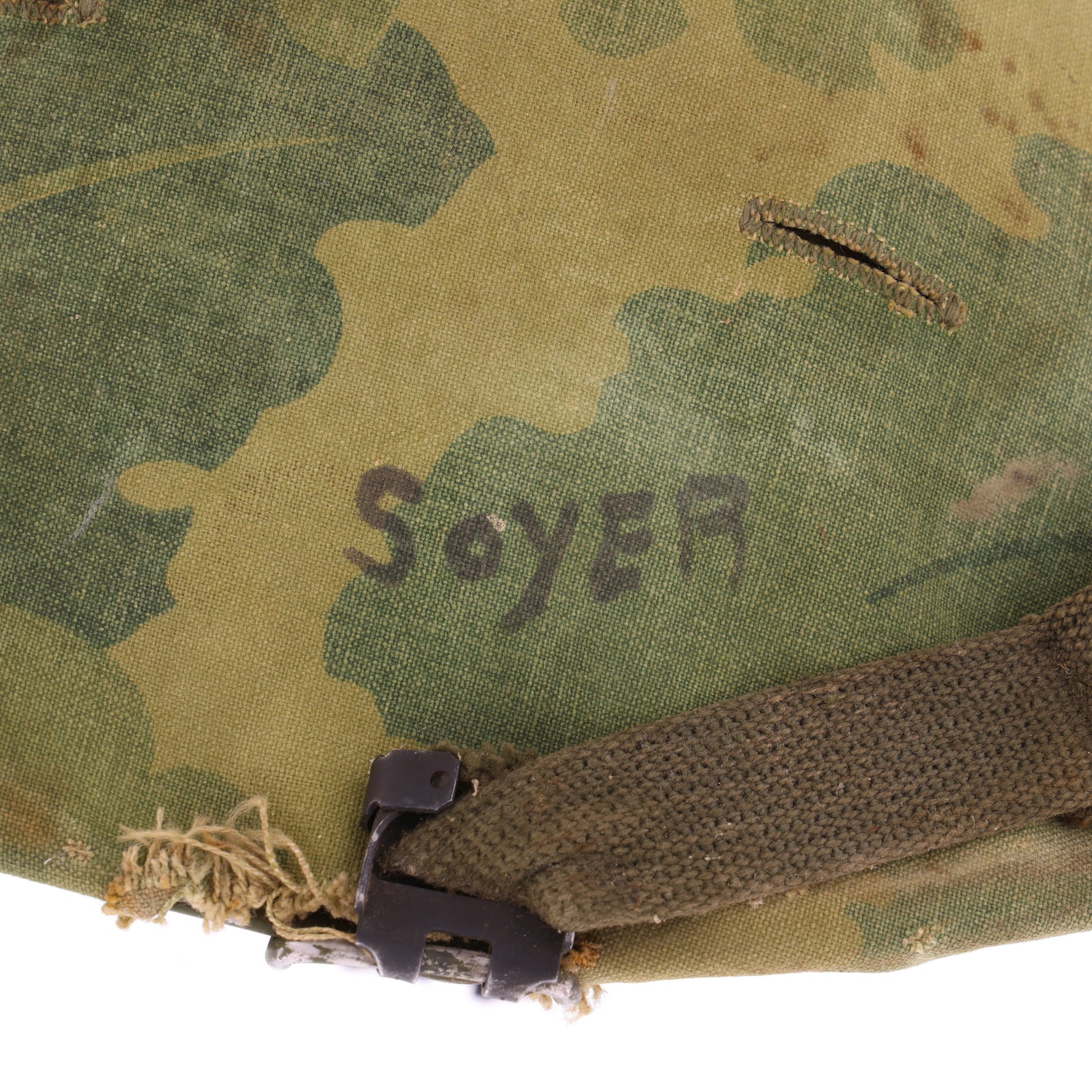 Pre-Vietnam War USMC McCord Swivel Loop M-1 Helmet & Westinghouse/Micarta Liner Set with Camouflage Cover Named to Two Different Marines (1942-59)