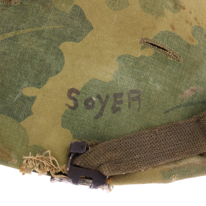 Pre-Vietnam War USMC McCord Swivel Loop M-1 Helmet & Westinghouse/Micarta Liner Set with Camouflage Cover Named to Two Different Marines (1942-59)