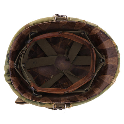 Pre-Vietnam War USMC McCord Swivel Loop M-1 Helmet & Westinghouse/Micarta Liner Set with Camouflage Cover Named to Two Different Marines (1942-59)