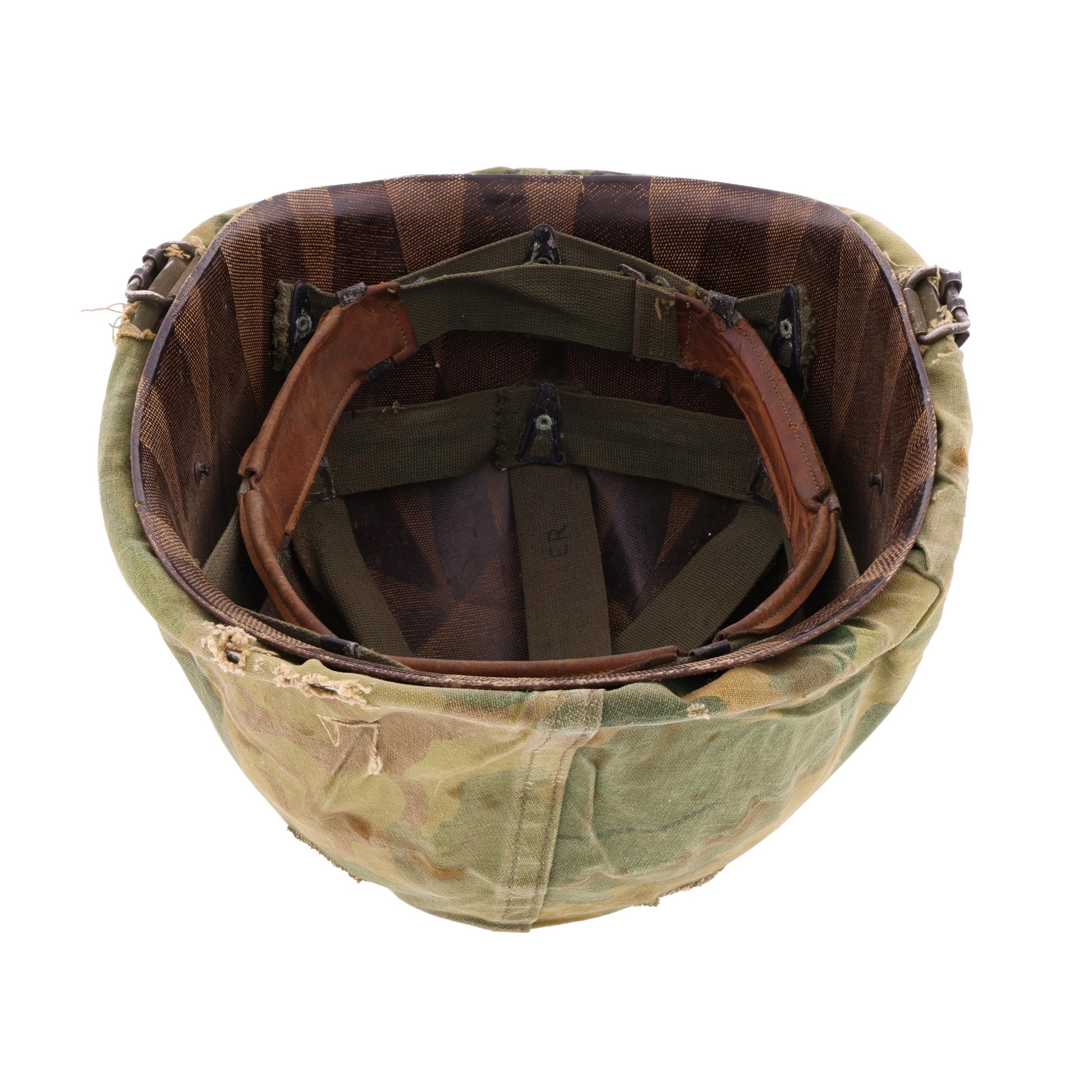 Pre-Vietnam War USMC McCord Swivel Loop M-1 Helmet & Westinghouse/Micarta Liner Set with Camouflage Cover Named to Two Different Marines (1942-59)