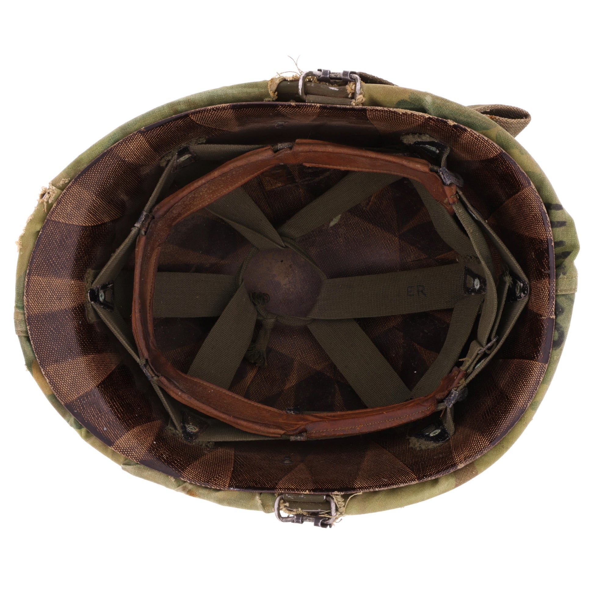 Pre-Vietnam War USMC McCord Swivel Loop M-1 Helmet & Westinghouse/Micarta Liner Set with Camouflage Cover Named to Two Different Marines (1942-59)