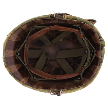 Pre-Vietnam War USMC McCord Swivel Loop M-1 Helmet & Westinghouse/Micarta Liner Set with Camouflage Cover Named to Two Different Marines (1942-59)