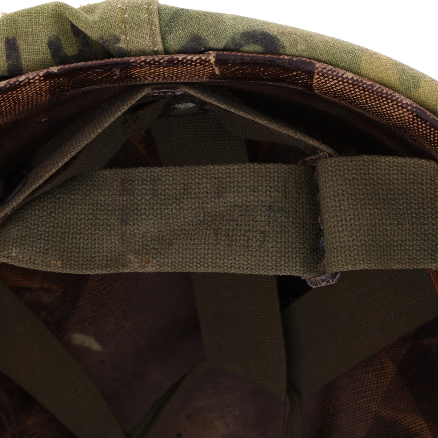 Pre-Vietnam War USMC McCord Swivel Loop M-1 Helmet & Westinghouse/Micarta Liner Set with Camouflage Cover Named to Two Different Marines (1942-59)