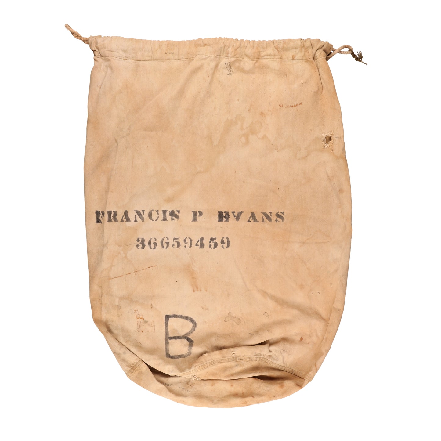 WWII U.S. Army Barracks Bag Identified to Pfc. Francis P. Evans