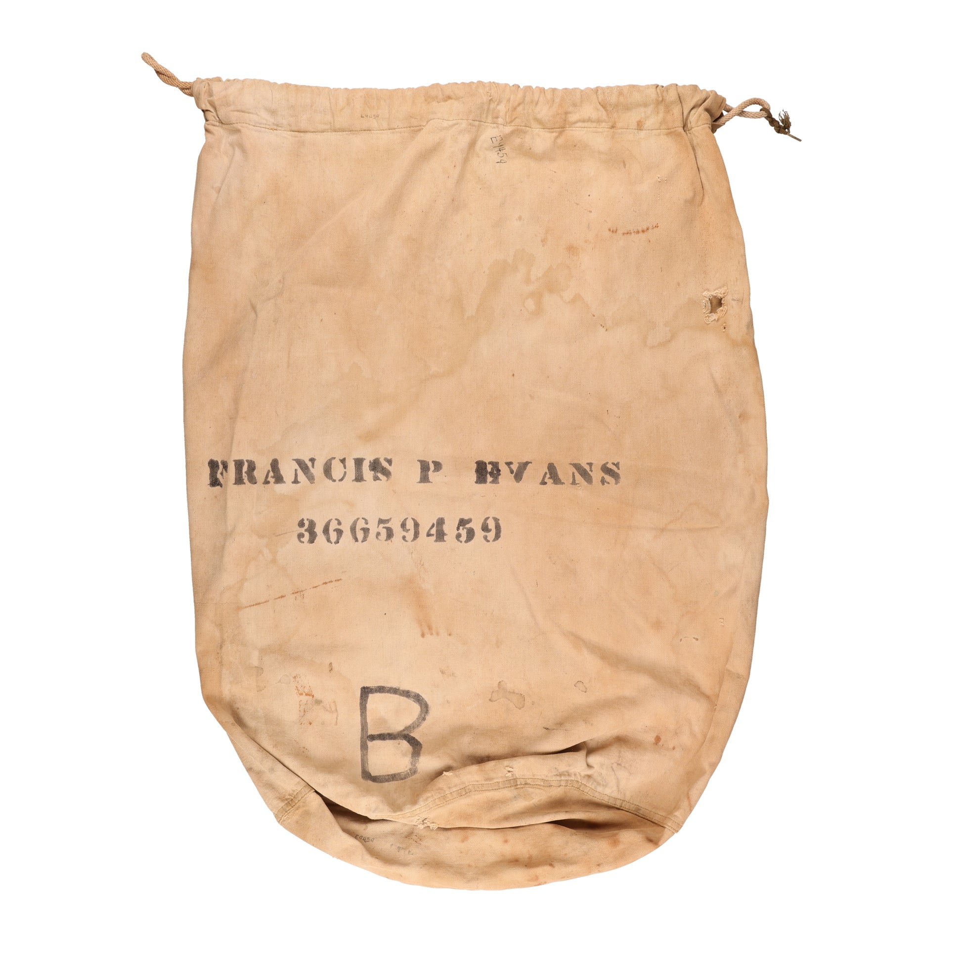 WWII U.S. Army Barracks Bag Identified to Pfc. Francis P. Evans