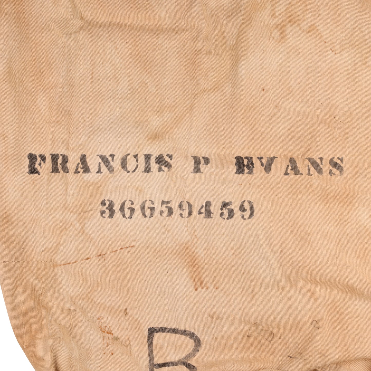 WWII U.S. Army Barracks Bag Identified to Pfc. Francis P. Evans
