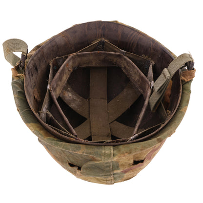 Original Vietnam War U.S. Ingersoll Swivel Loop M-1 Helmet & Liner Set with Camouflage Cover (1964-68) For Sale