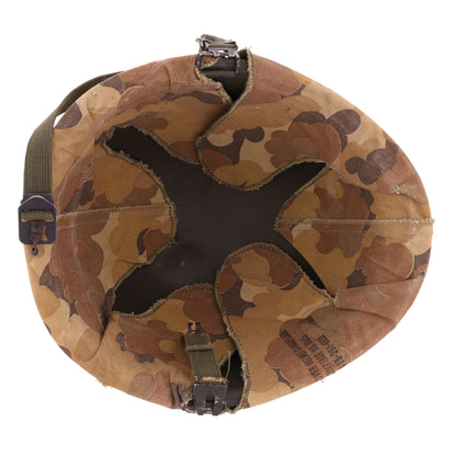 Vietnam War U.S. Ingersoll Swivel Loop M-1 Helmet & Liner Set with Camouflage Cover & Pvt.'s Rank Pin (1965-69)