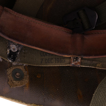 Vietnam War U.S. Ingersoll Swivel Loop M-1 Helmet & Liner Set with Camouflage Cover & Pvt.'s Rank Pin (1965-69)