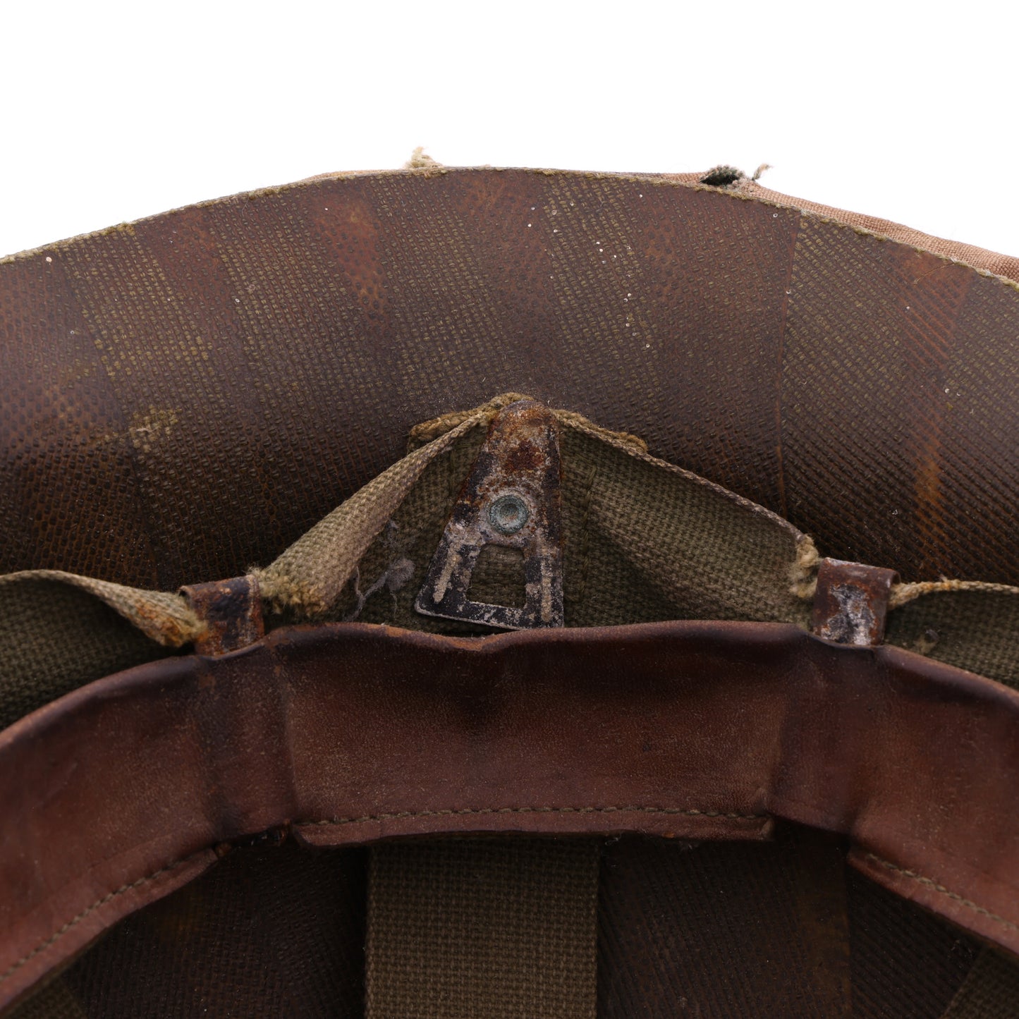 Vietnam War U.S. Ingersoll Swivel Loop M-1 Helmet & Liner Set with Camouflage Cover & Pvt.'s Rank Pin (1965-69)
