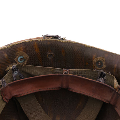 Vietnam War U.S. Ingersoll Swivel Loop M-1 Helmet & Liner Set with Camouflage Cover & Pvt.'s Rank Pin (1965-69)