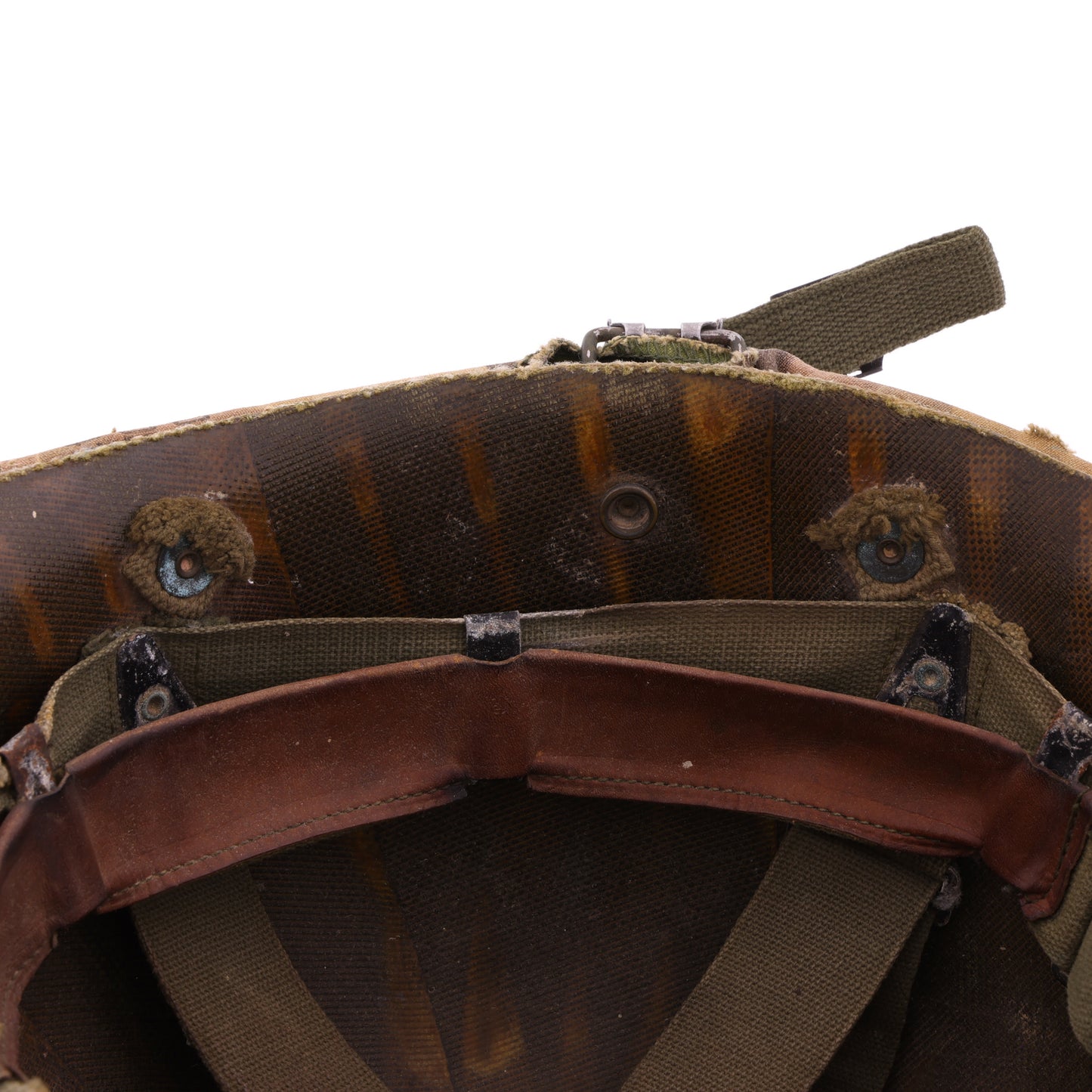 Vietnam War U.S. Ingersoll Swivel Loop M-1 Helmet & Liner Set with Camouflage Cover & Pvt.'s Rank Pin (1965-69)