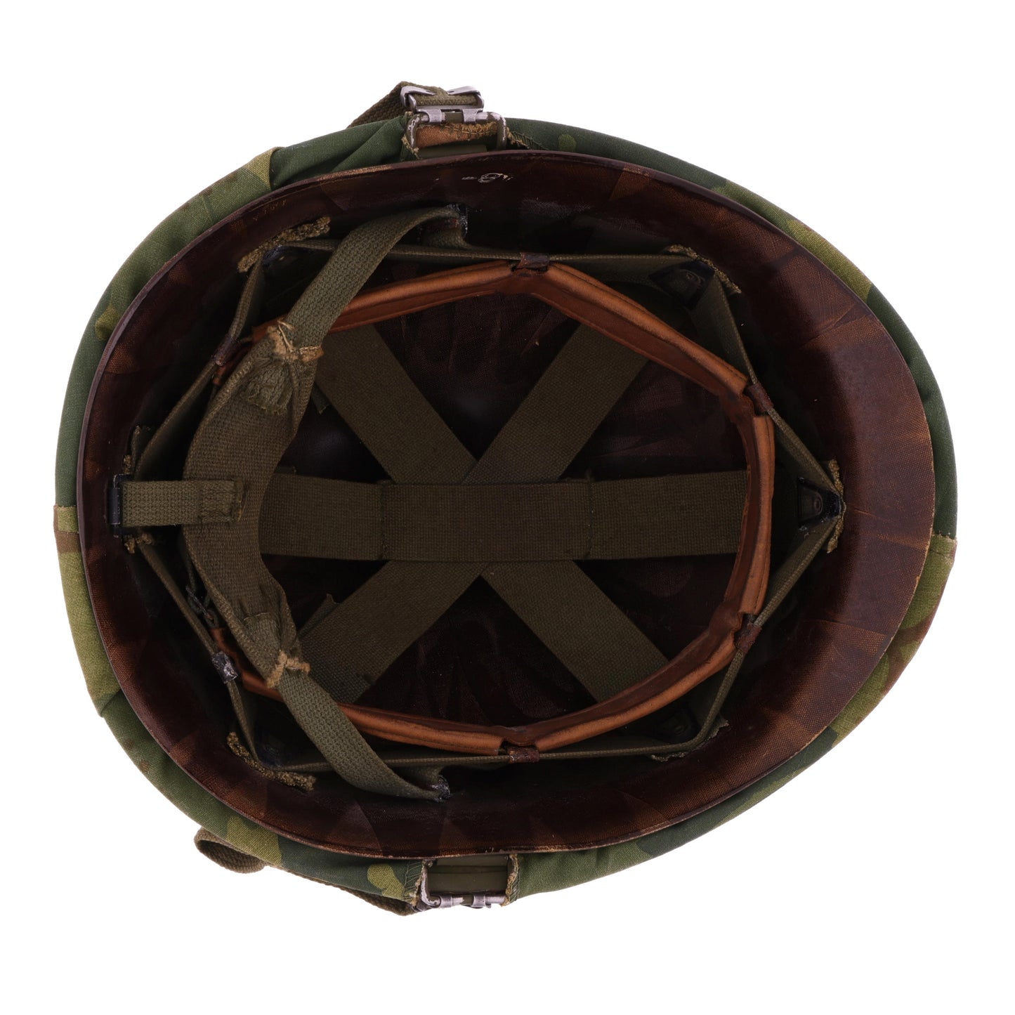 Vietnam War U.S. Ingersoll Swivel Loop M-1 Helmet & Westinghouse Liner Set with Camouflage Cover Identified to Jacques P. Waldo (1961-68)