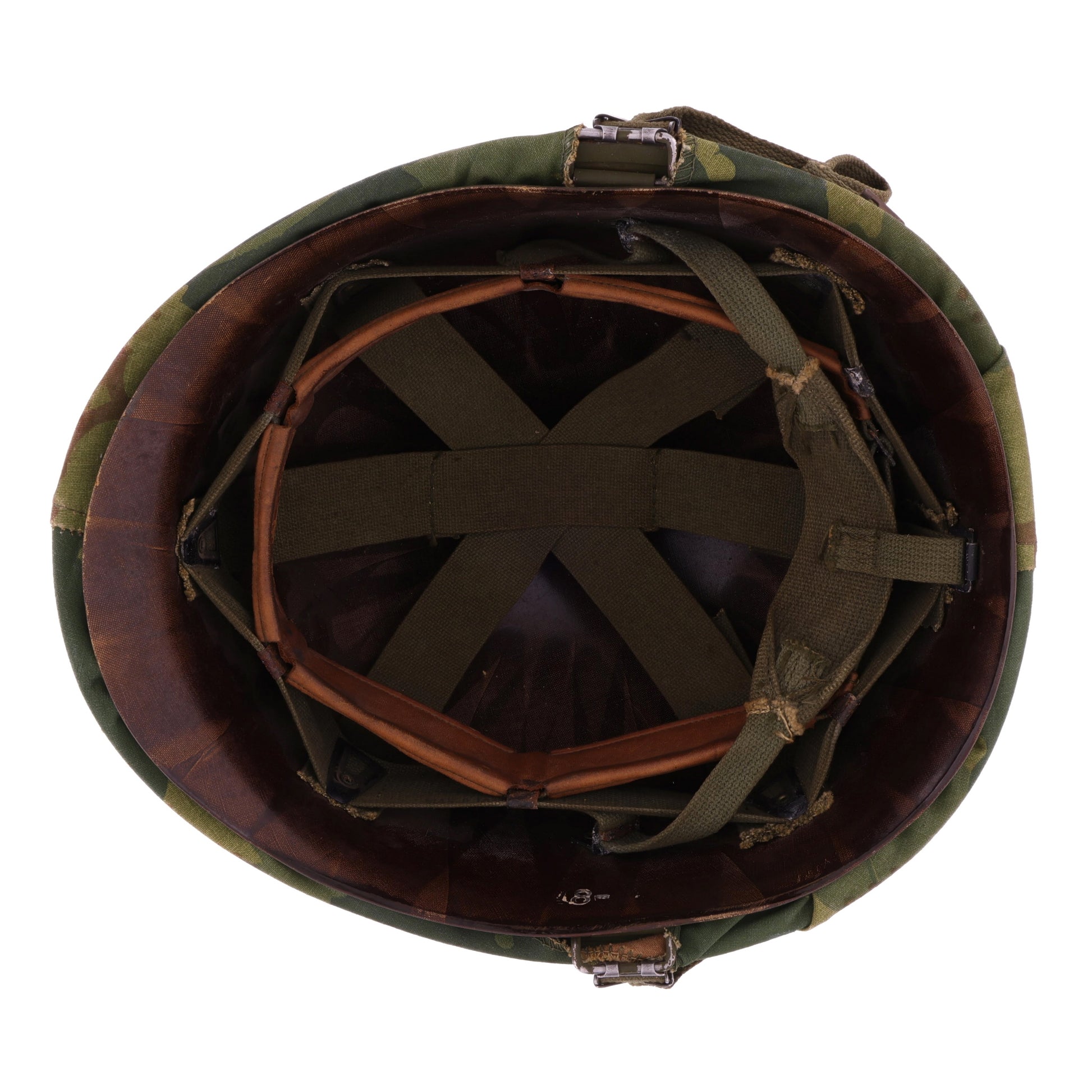 Vietnam War U.S. Ingersoll Swivel Loop M-1 Helmet & Westinghouse Liner Set with Camouflage Cover Identified to Jacques P. Waldo (1961-68)