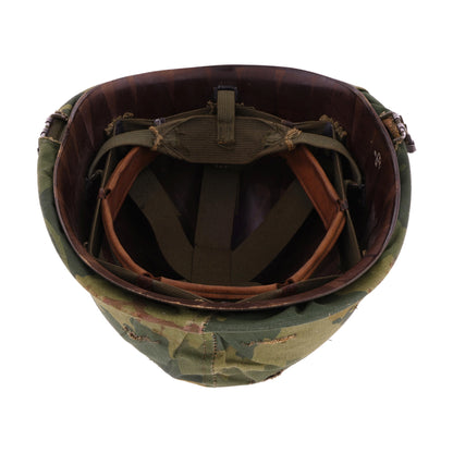 Vietnam War U.S. Ingersoll Swivel Loop M-1 Helmet & Westinghouse Liner Set with Camouflage Cover Identified to Jacques P. Waldo (1961-68)