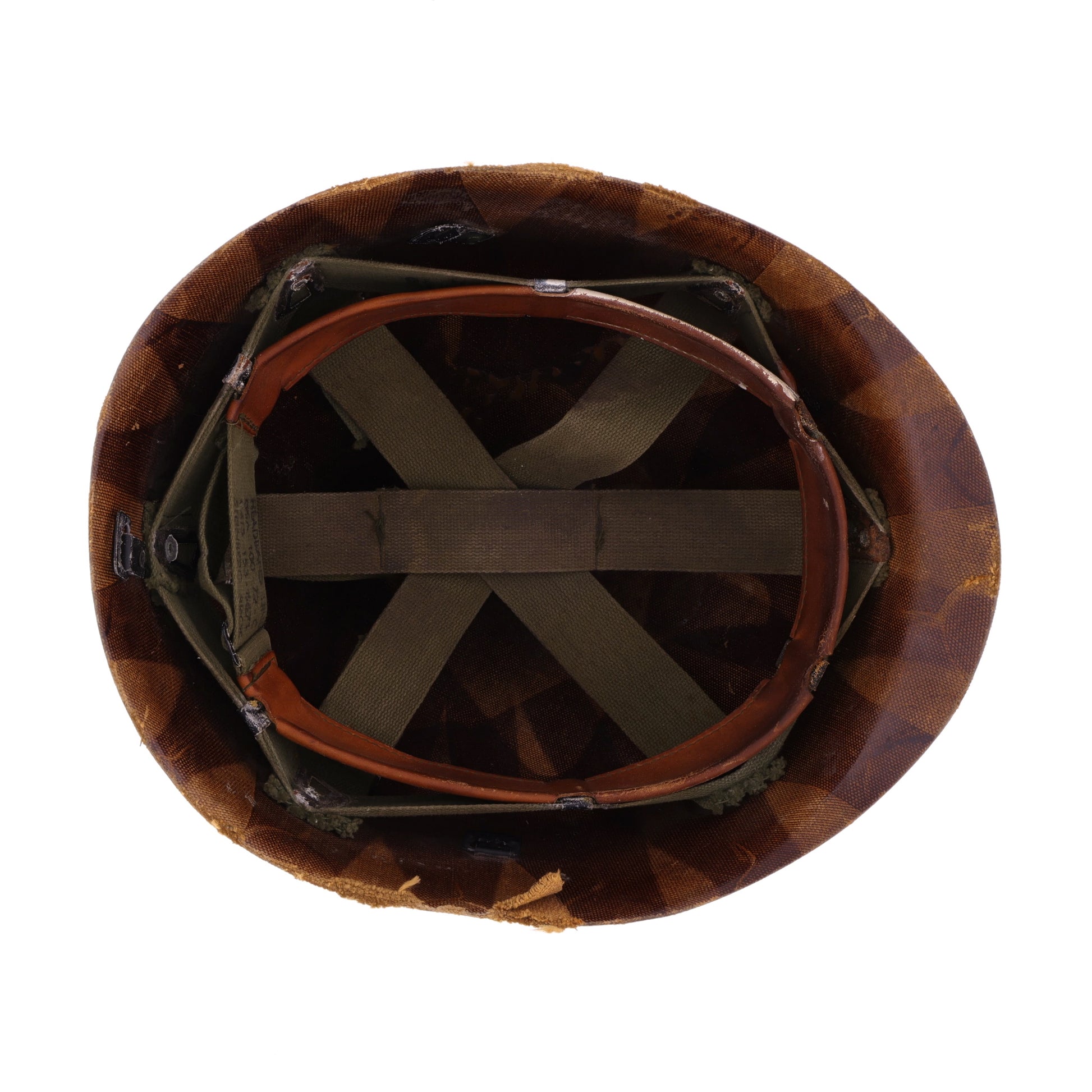 Vietnam War U.S. M-1 Helmet Liner with Headband Identified to SFC Earl F. Hudson (1969-72)