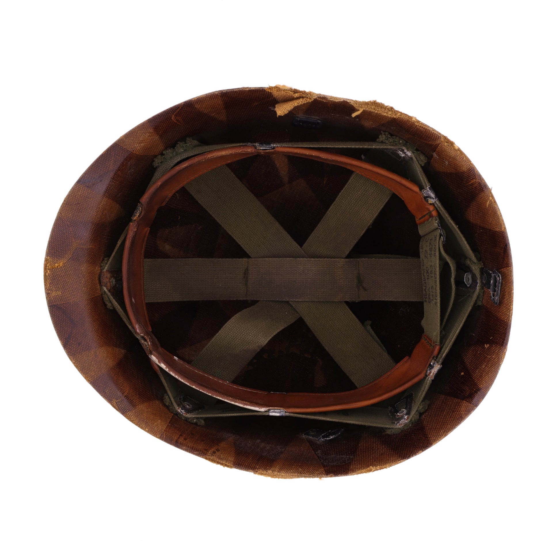 Vietnam War U.S. M-1 Helmet Liner with Headband Identified to SFC Earl F. Hudson (1969-72)