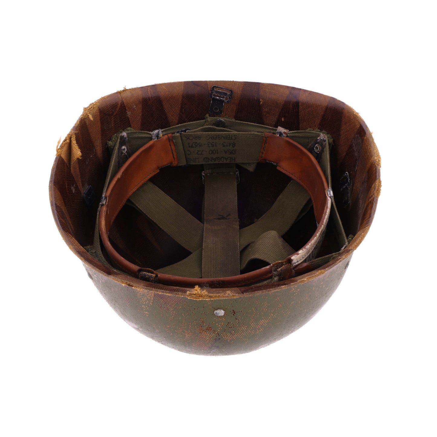 Vietnam War U.S. M-1 Helmet Liner with Headband Identified to SFC Earl F. Hudson (1969-72)