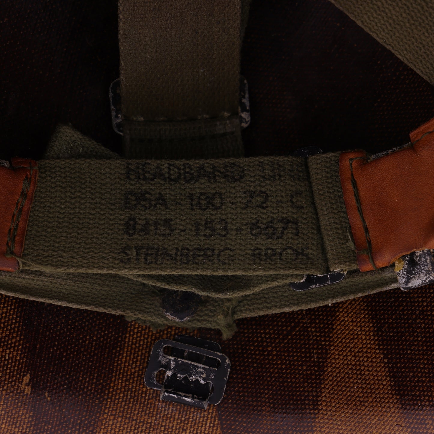 Vietnam War U.S. M-1 Helmet Liner with Headband Identified to SFC Earl F. Hudson (1969-72)