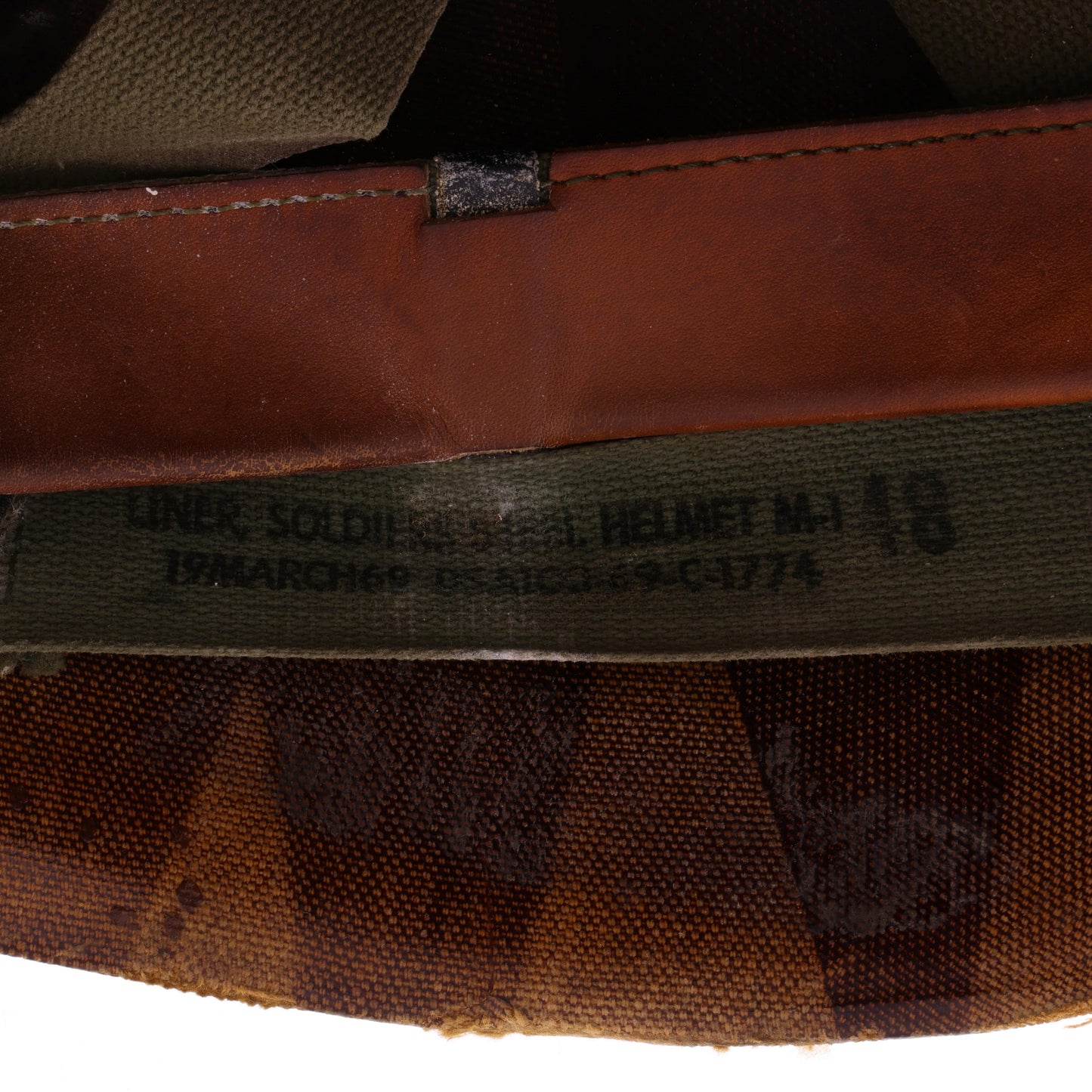 Vietnam War U.S. M-1 Helmet Liner with Headband Identified to SFC Earl F. Hudson (1969-72)