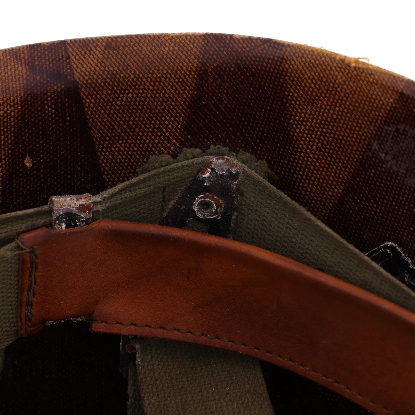 Vietnam War U.S. M-1 Helmet Liner with Headband Identified to SFC Earl F. Hudson (1969-72)