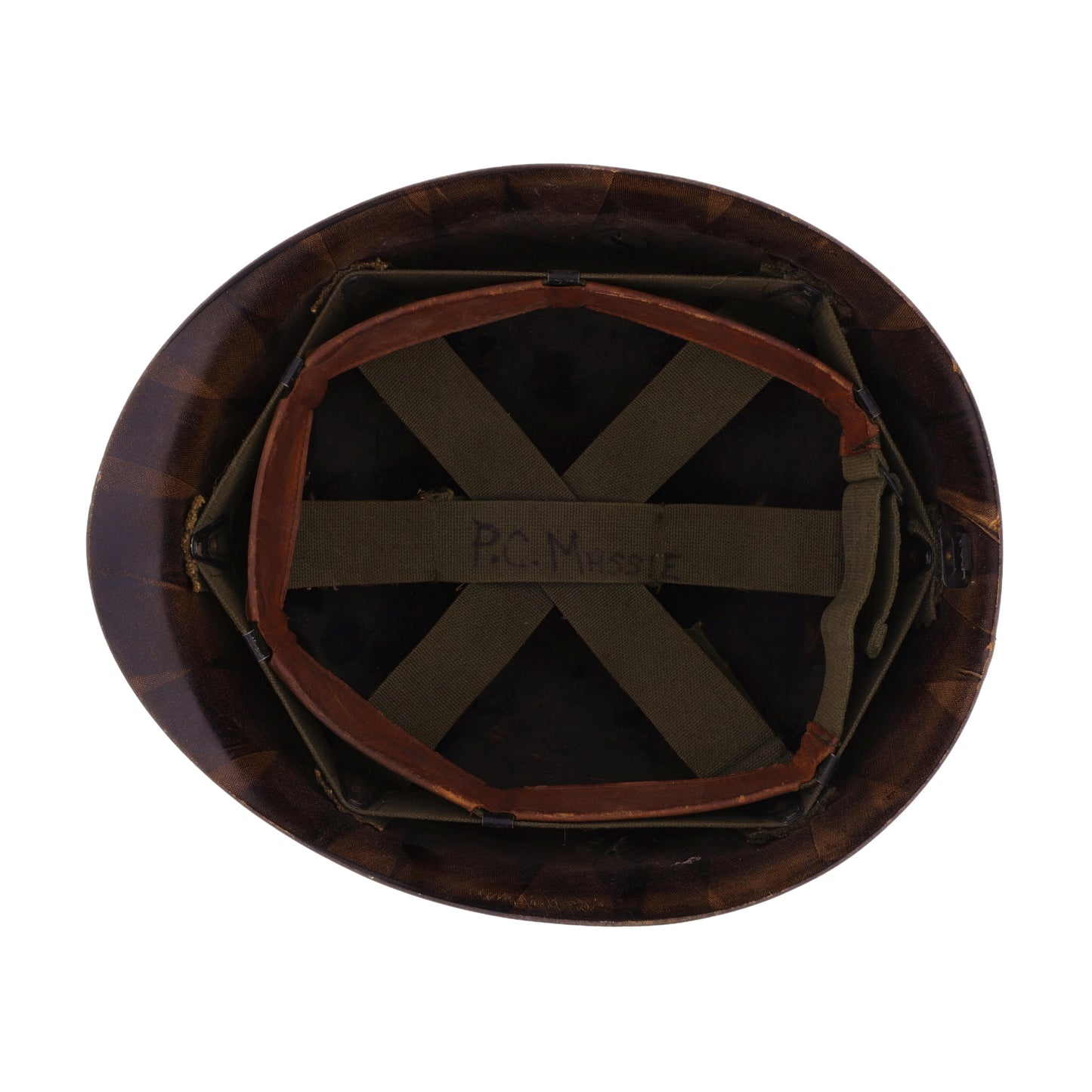 Vietnam War U.S. M-1 Helmet Liner with Headband Named to "P. C. Massie" (1966-67)
