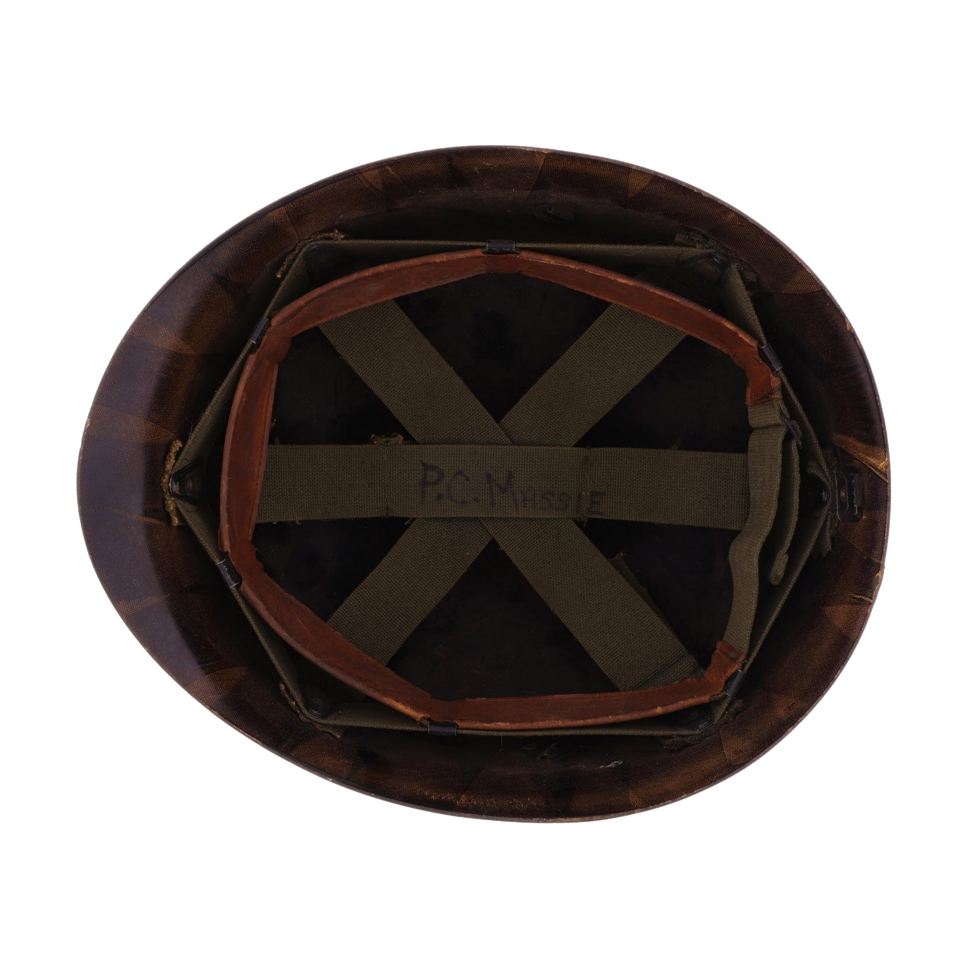 Vietnam War U.S. M-1 Helmet Liner with Headband Named to "P. C. Massie" (1966-67)
