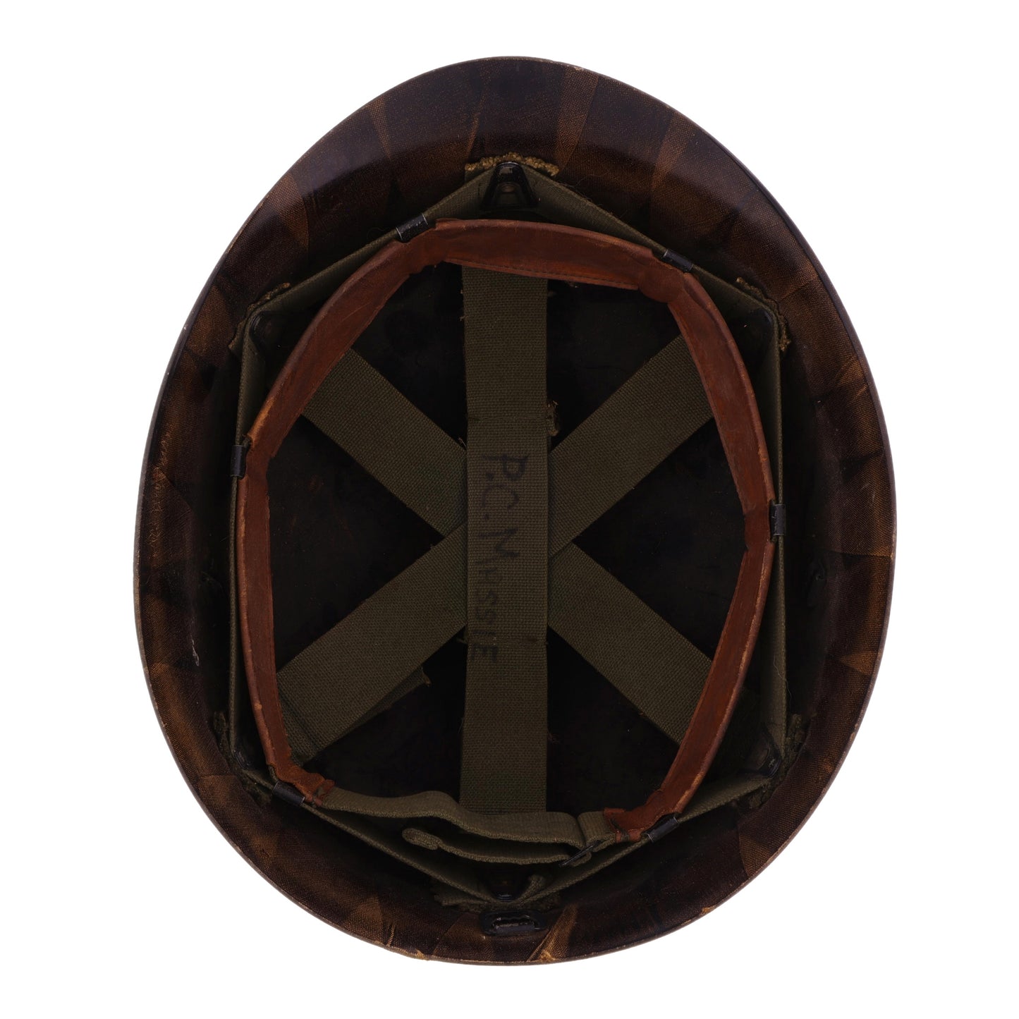 Vietnam War U.S. M-1 Helmet Liner with Headband Named to "P. C. Massie" (1966-67)