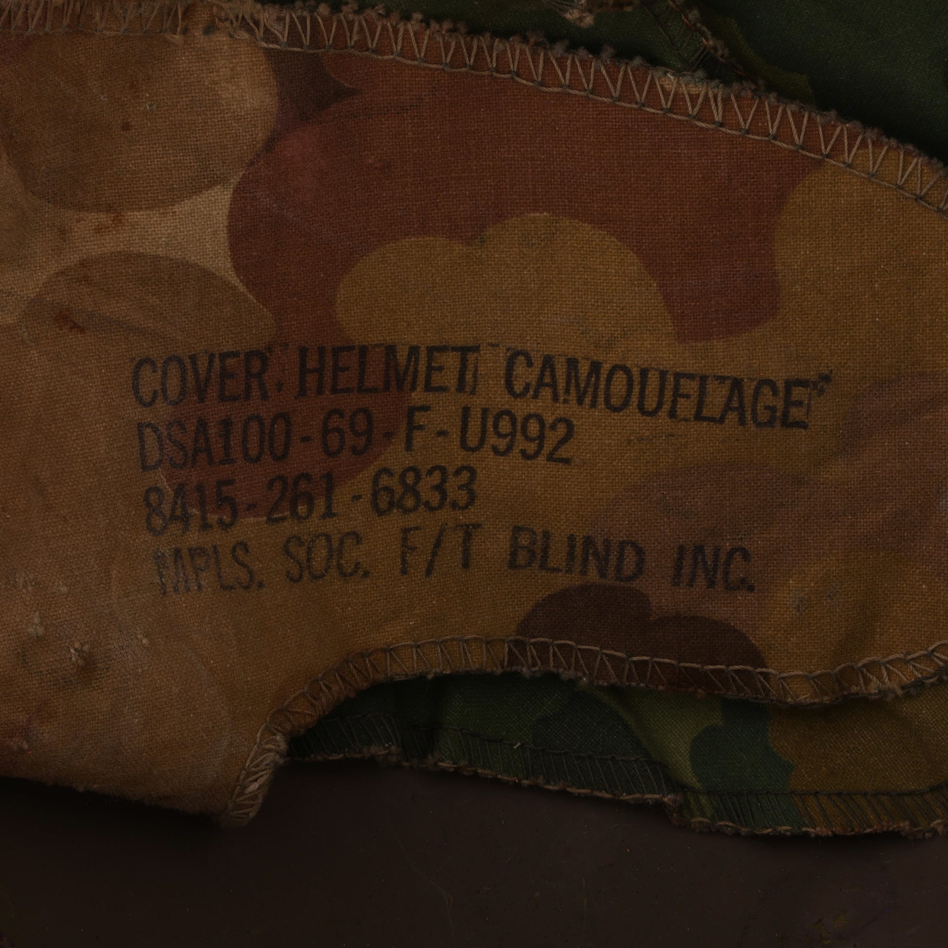 Vietnam War U.S. McCord Swivel Loop M-1 Helmet Shell with Camouflage Cover & Foliage Band (1951-69)