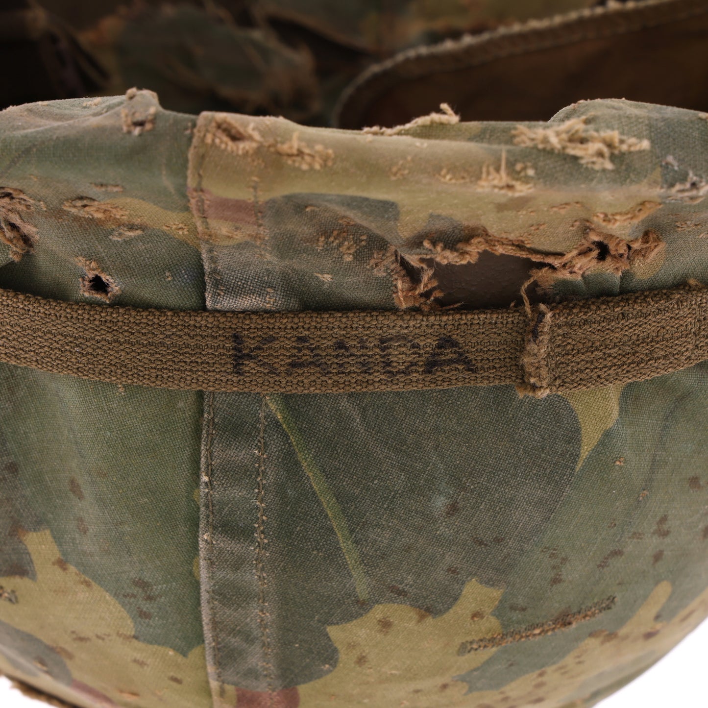 Vietnam War U.S. McCord Swivel Loop M-1 Helmet Shell with Camouflage Cover & Foliage Band (1951-69)