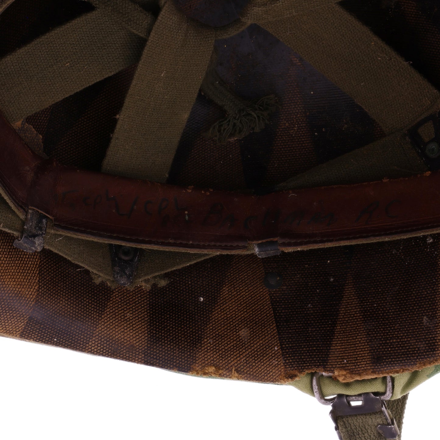 Vietnam War U.S. McCord Swivel Loop M-1 Helmet & Liner Set with Camouflage Cover Named to "Cpl. R. C. Bachman" (1951-64)