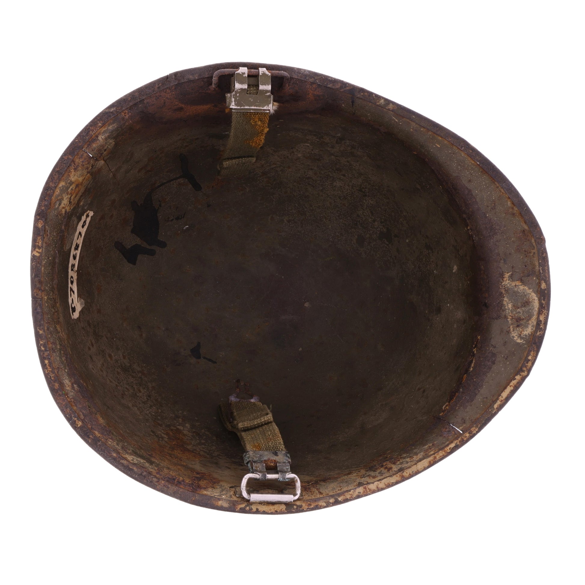 Vietnam War U.S. Parish-Reading Swivel Loop M-1C Paratrooper Helmet Shell with Field Repair (1945-75)