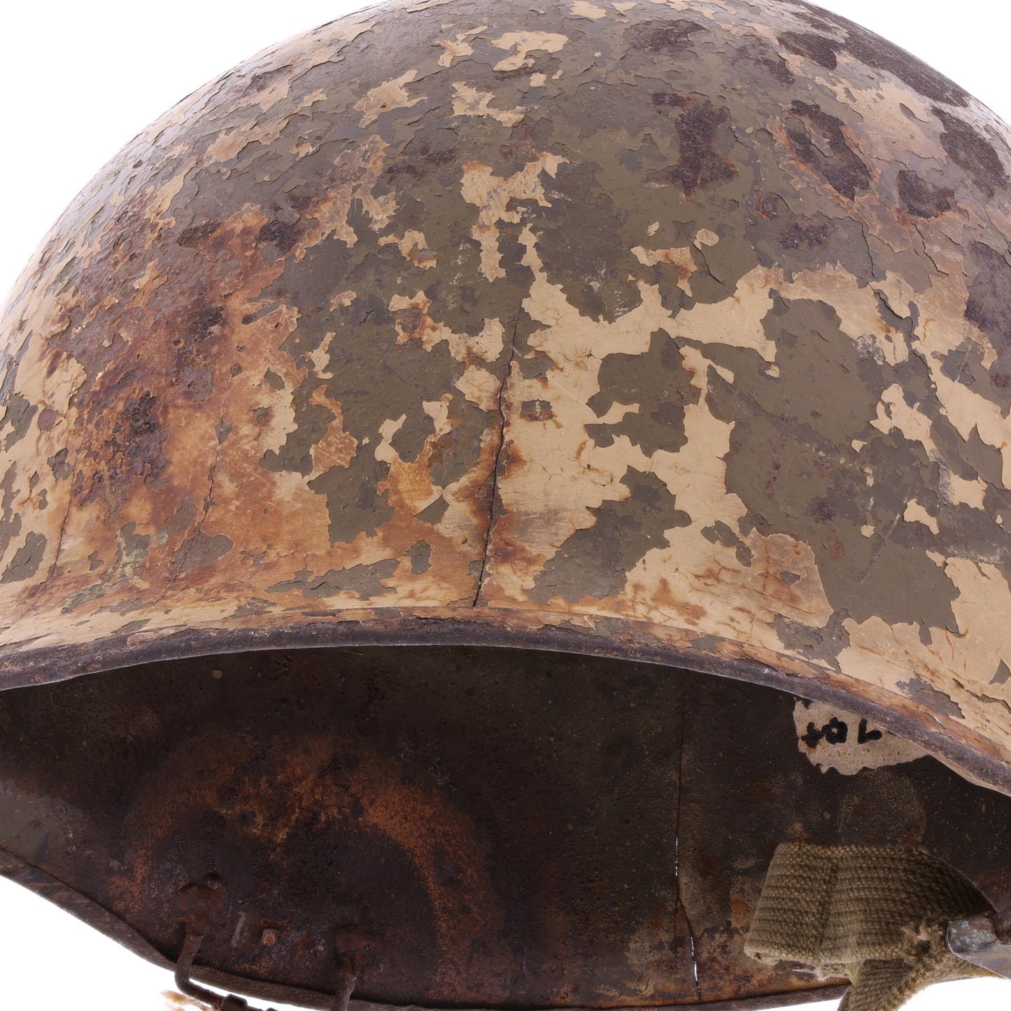 Vietnam War U.S. Parish-Reading Swivel Loop M-1C Paratrooper Helmet Shell with Field Repair (1945-75)