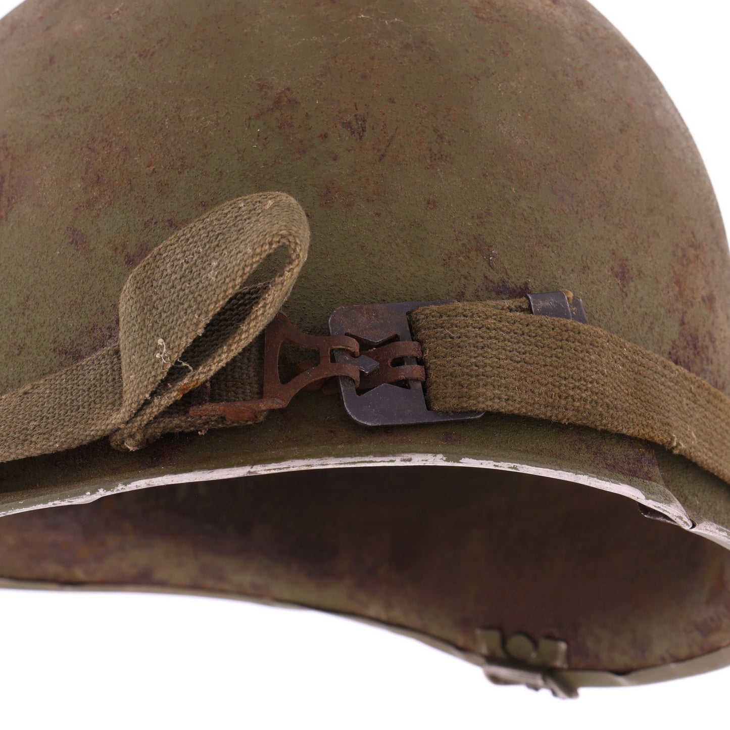 Pre-Vietnam War USMC McCord Swivel Loop M-1 Helmet & Westinghouse/Micarta Liner Set with Camouflage Cover Named to Two Different Marines (1942-59)