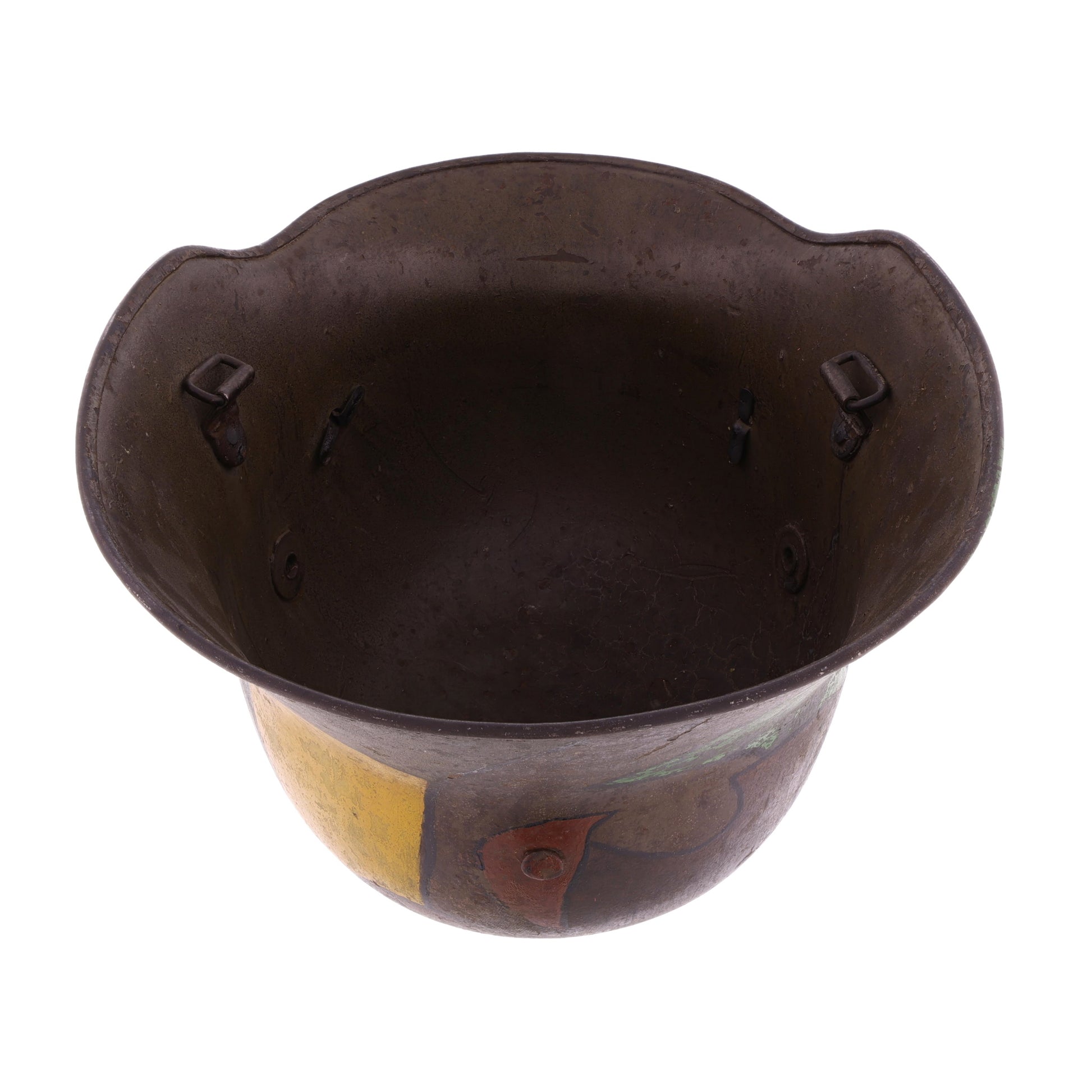 WWI Austrian M17 Helmet Shell with Souvenir Camouflage Paint & Iron Cross Insignia (Size 64)