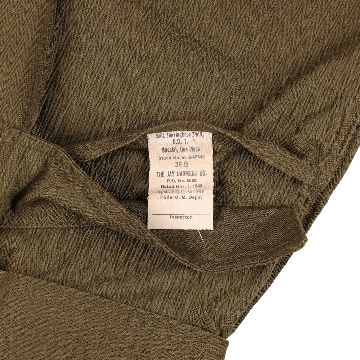 WWII-Korean War U.S. Air Force M/Sgt.'s Second Pattern HBT Coveralls with Gas Flap by The Jay Garment Co. Size 38R (1943)