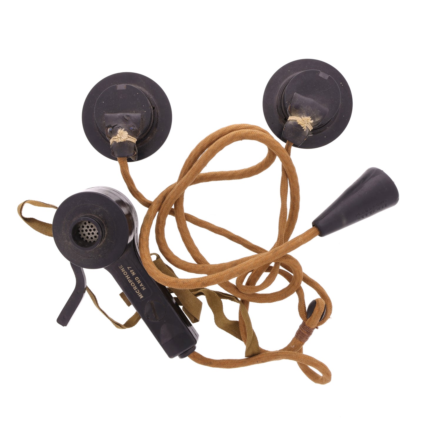 WWII British Microphone Hand No. 7 with Headset Receivers and 5-Point Plug