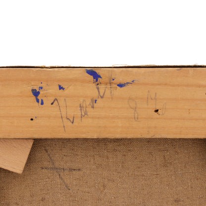 Wooden surface with signatures and markings on a white background