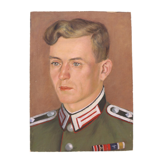 Portrait of a man in military uniform with a brown background