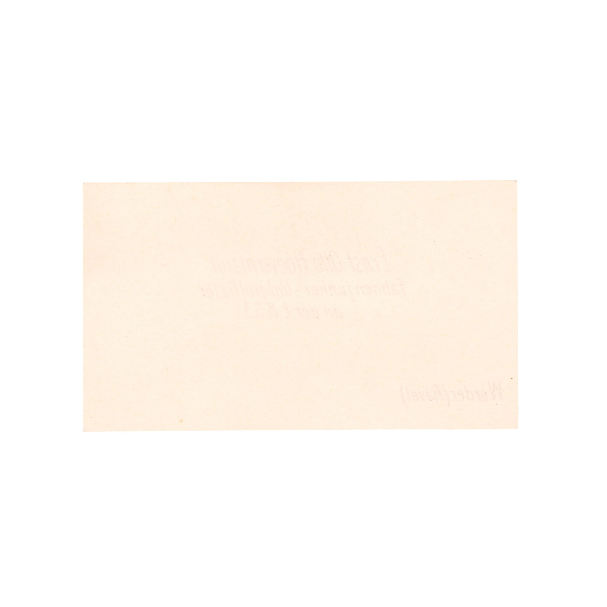 WWII German calling card reverse on a white background