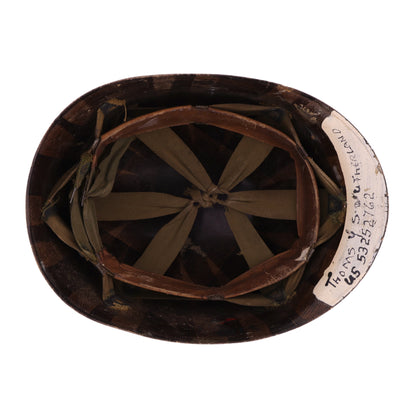 WWII U.S. 2nd Infantry Division Westinghouse M-1 Helmet Liner with Korean War Headband & Neckband Identified to Thomas Y. Southerland (1944-53)