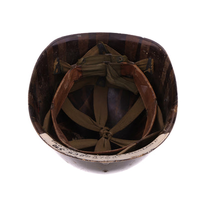 WWII U.S. 2nd Infantry Division Westinghouse M-1 Helmet Liner with Korean War Headband & Neckband Identified to Thomas Y. Southerland (1944-53)